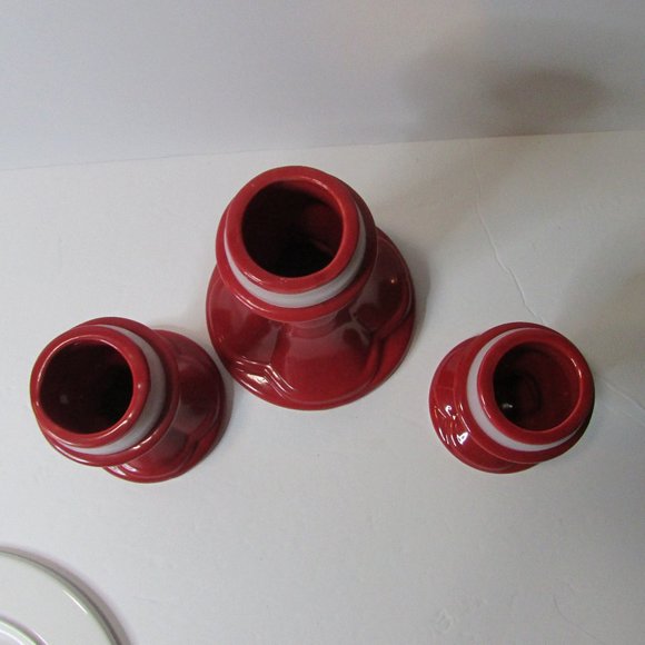 set 3 Avon Holly Dots cake stands Christmas risers snowflake polka dot red white - Picture 9 of 10